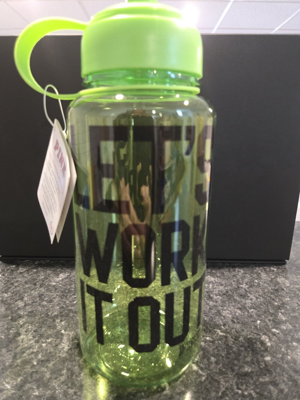 VICTORIA'S SECRET PINK  Green Water Bottle - 'Let’s Work It Out'